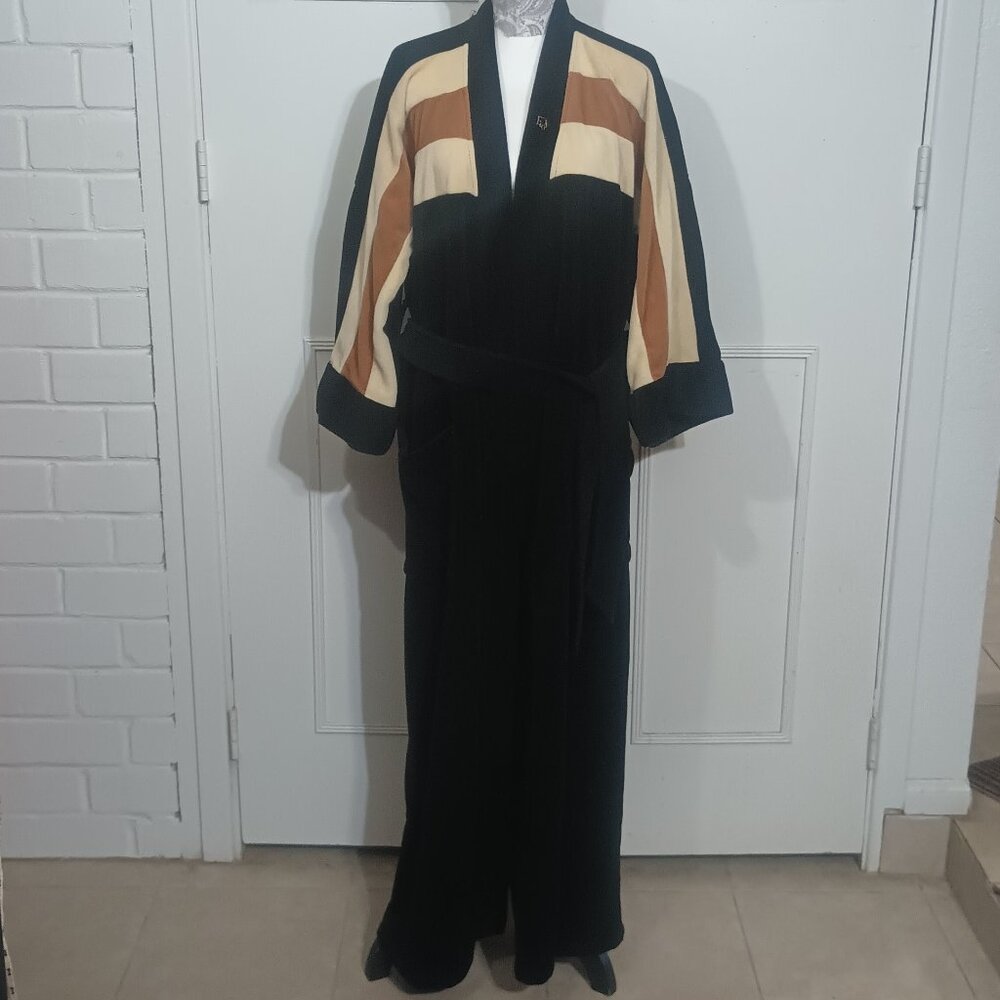 Vtg Christian Dior Velour Colorblock Maxi Robe OS